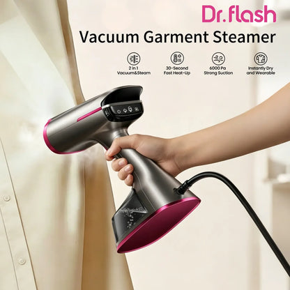 Portable 2-in-1 Clothes Steamer Iron, 1400W Vacuum Suction Garment Steamer with Large Ceramic Panel, 270ml Capacity for Household & Travel Wrinkle Care