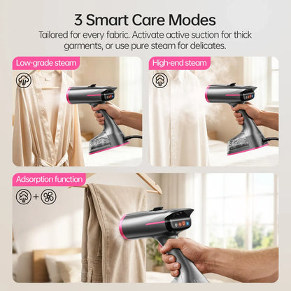 Portable 2-in-1 Clothes Steamer Iron, 1400W Vacuum Suction Garment Steamer with Large Ceramic Panel, 270ml Capacity for Household & Travel Wrinkle Care
