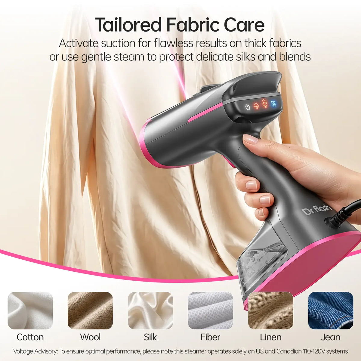 Portable 2-in-1 Clothes Steamer Iron, 1400W Vacuum Suction Garment Steamer with Large Ceramic Panel, 270ml Capacity for Household & Travel Wrinkle Care